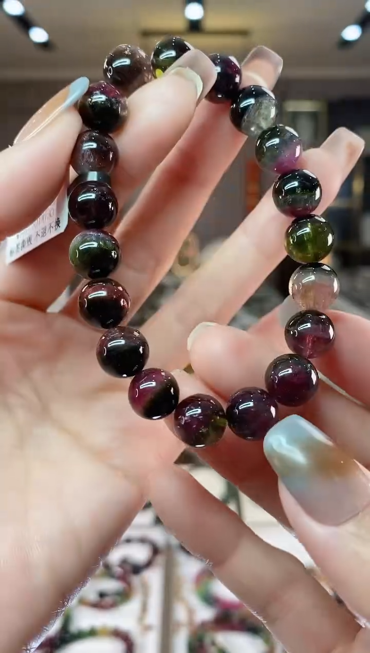 【闪购商品】碧玺西瓜单圈手串10mm+未镶嵌一物一证dan