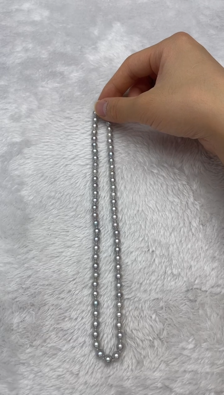 项链银S925镶嵌海水珍珠AK真多麻6-6.5mm
