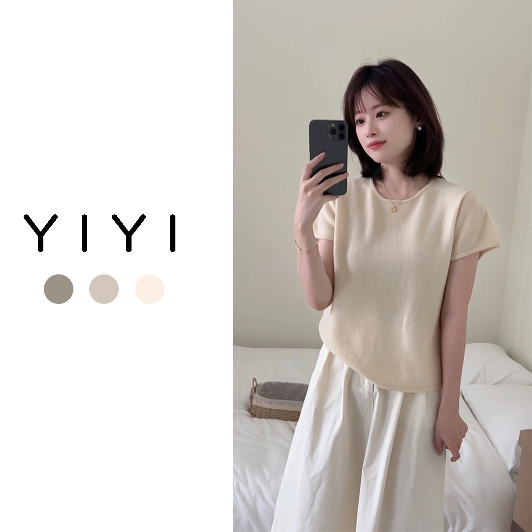 【YiYi】韩系全羊毛针织百搭时尚纯色打底短袖