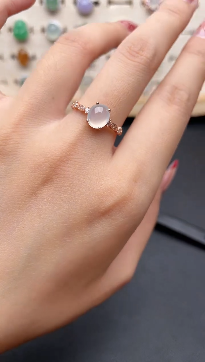 【闪购商品】翡翠戒指银S925镶嵌一物一证一礼盒