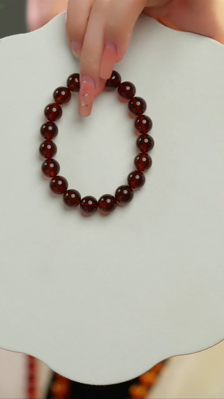 【闪购商品】琥珀手链未镶嵌12+灵草珀单圈手串（紫罗兰）