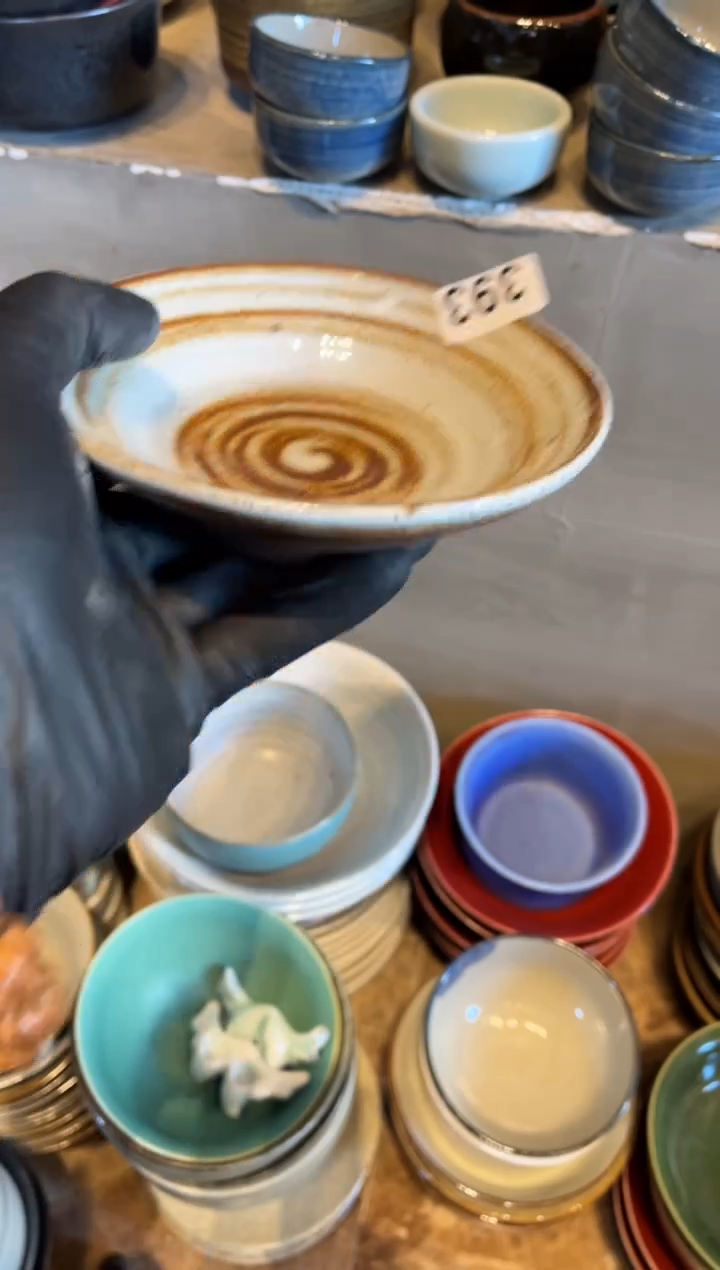 【闪购商品】瓷片393 白麻点双圆浅碗1个