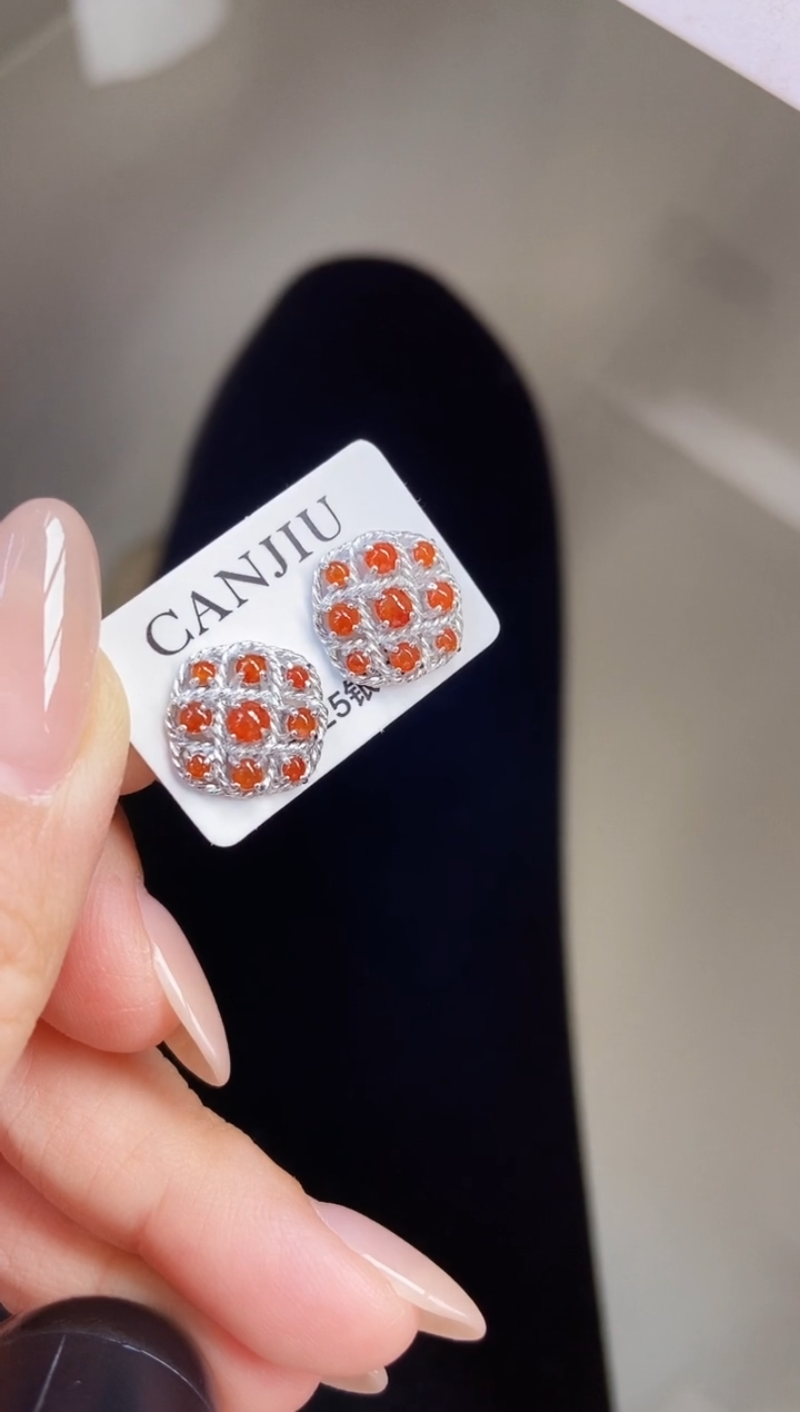 银S925镶嵌翡翠耳饰12