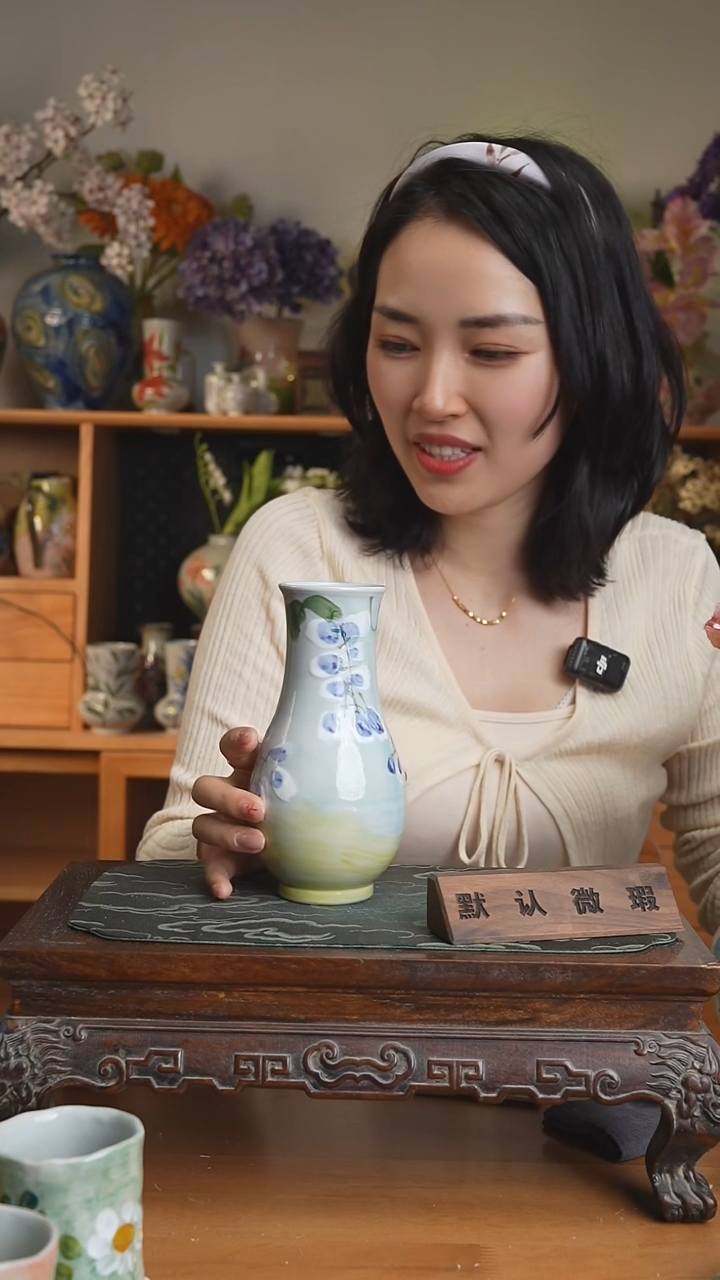 摆件不带花景德镇手工手绘陶瓷花瓶赏瓶