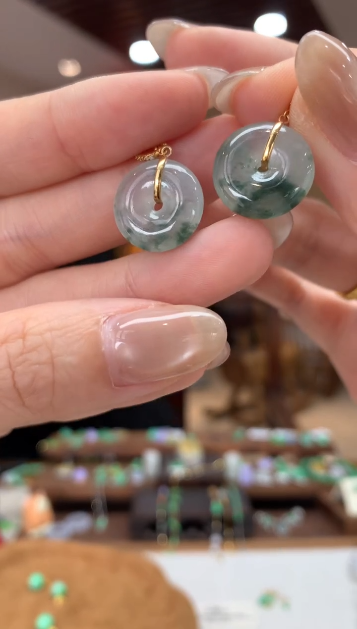 翡翠18K金镶嵌吊坠(不含链)平安扣 多样性发货1件