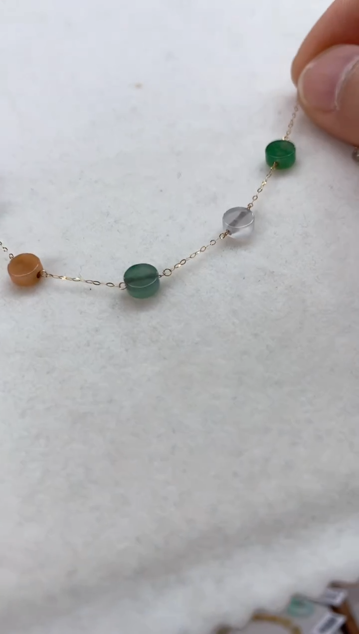 【闪购商品】翡翠手链18K金镶嵌手链