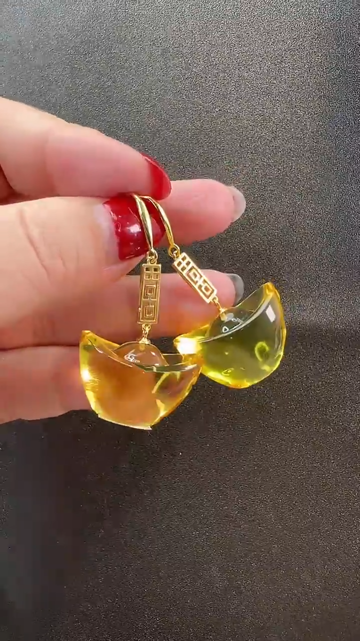 【闪购商品】琥珀耳饰未镶嵌耳环