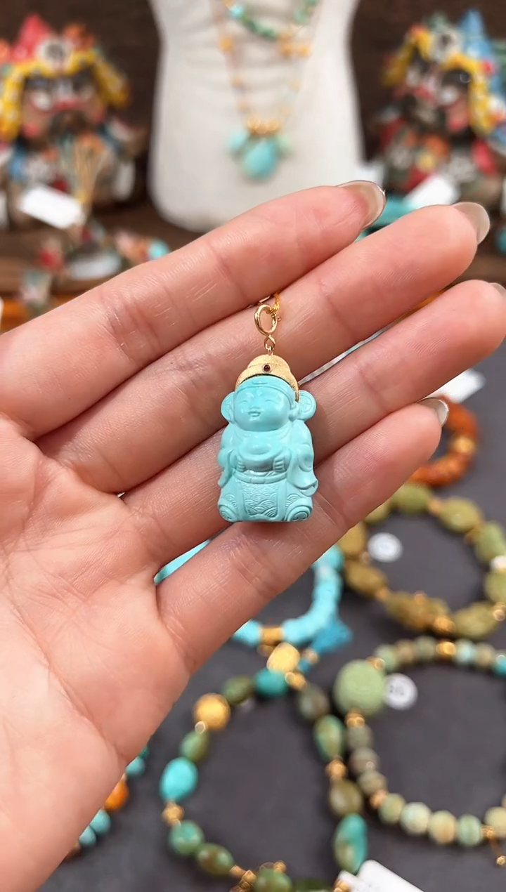 【闪购商品】绿松石颈饰18K金镶嵌绿松石吊坠