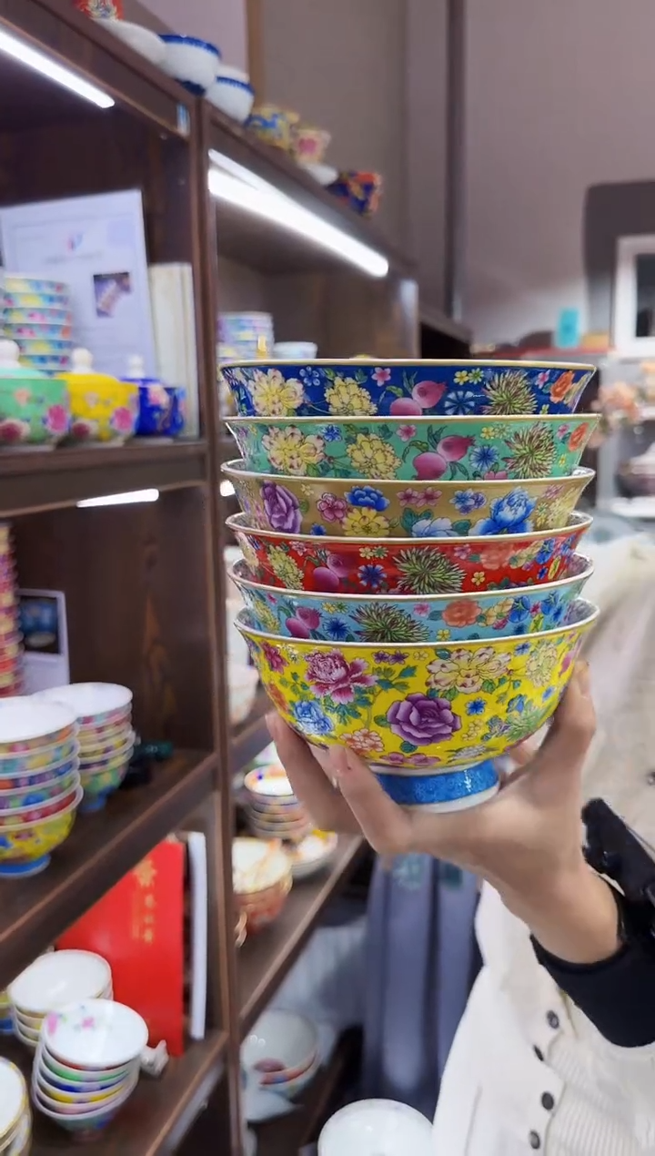 珐琅6英寸面碗6个景德镇陶瓷