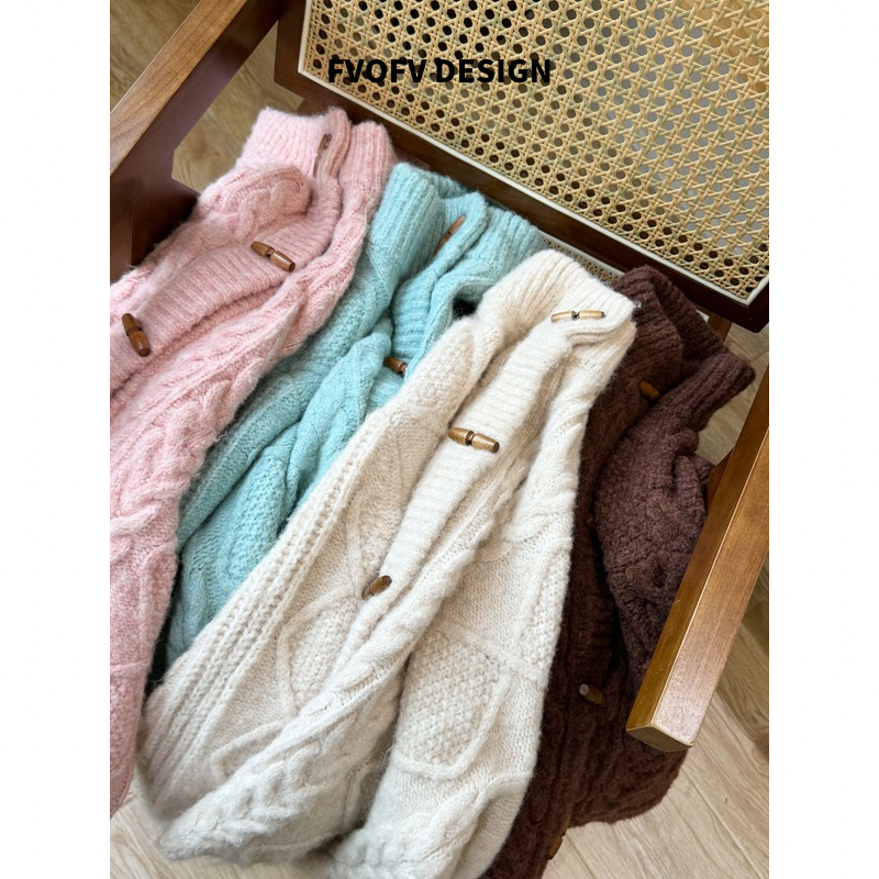 FVOFV【彩虹毛衣】超厚！厚实保暖绒感羊毛混纺外套XC0012-1（起球）