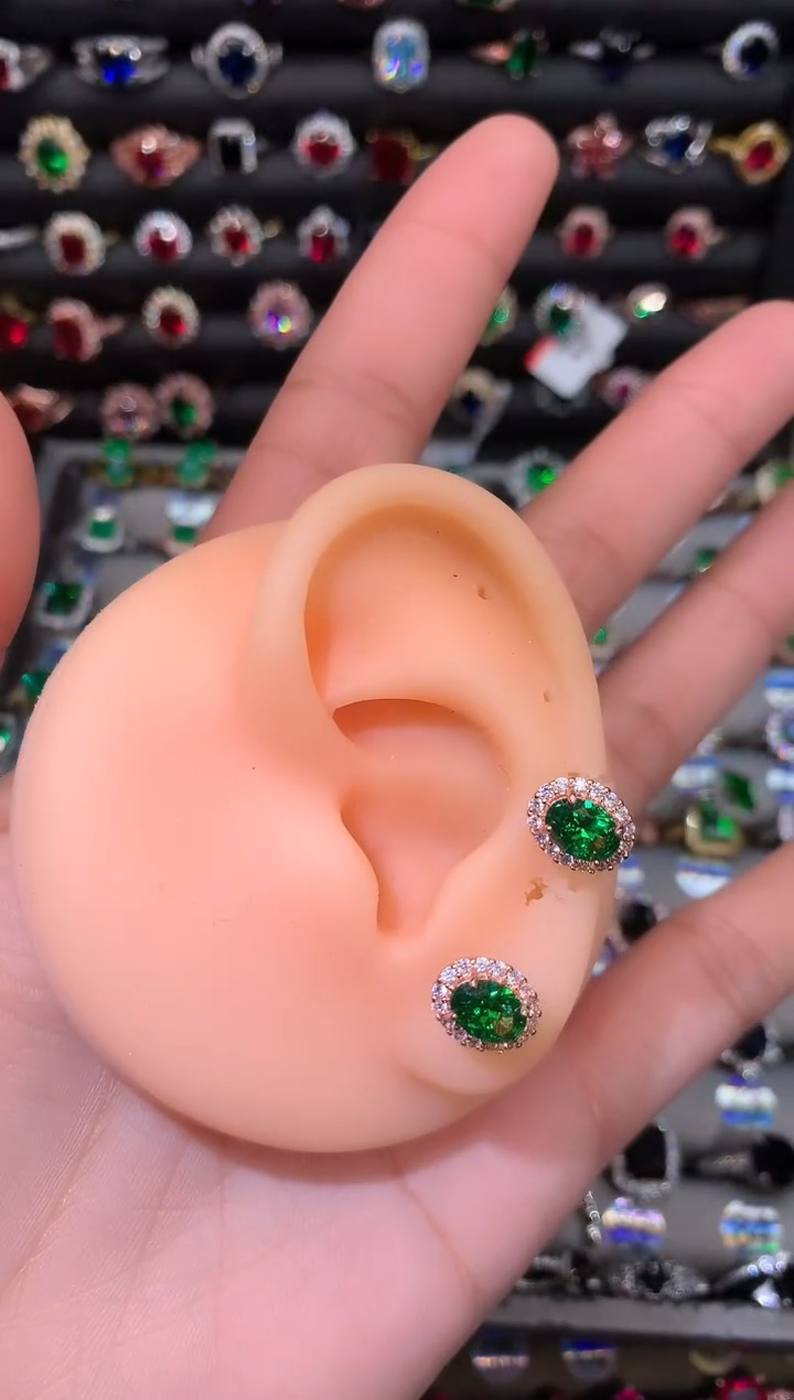 【闪购商品】透辉石耳饰银S925镶嵌57玫瑰金