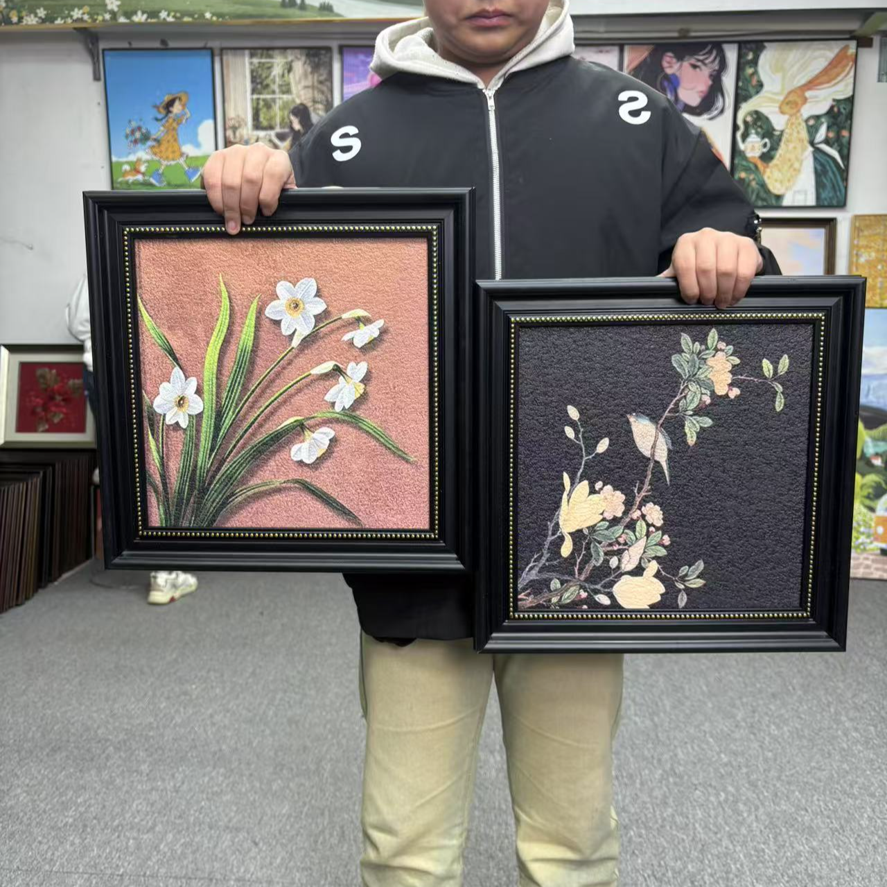 风竹子水仙花餐厅挂画法式美式客厅装饰艺术画4040