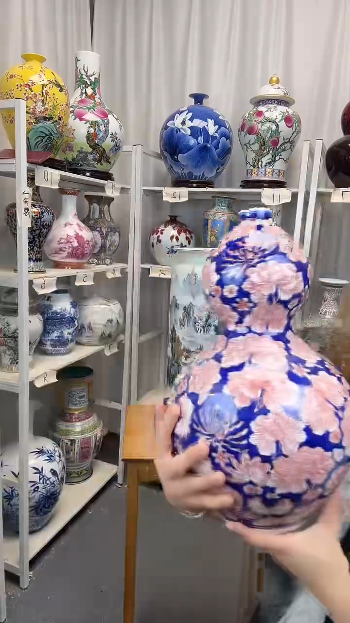 摆件景德镇青花釉下红葫芦
