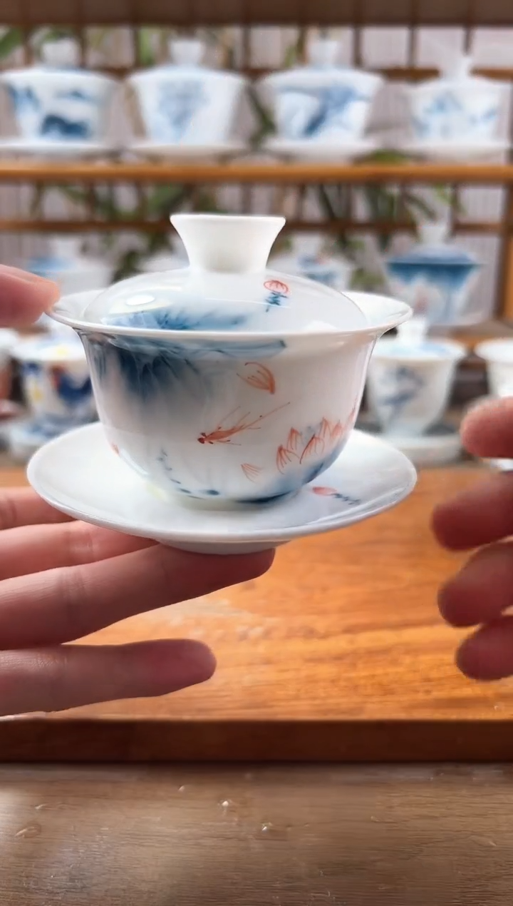 微瑕蓝莲130ml三才盖碗