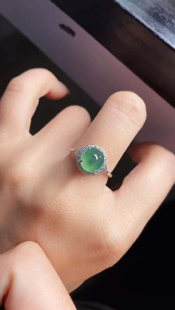 银S925镶嵌戒指翡翠12