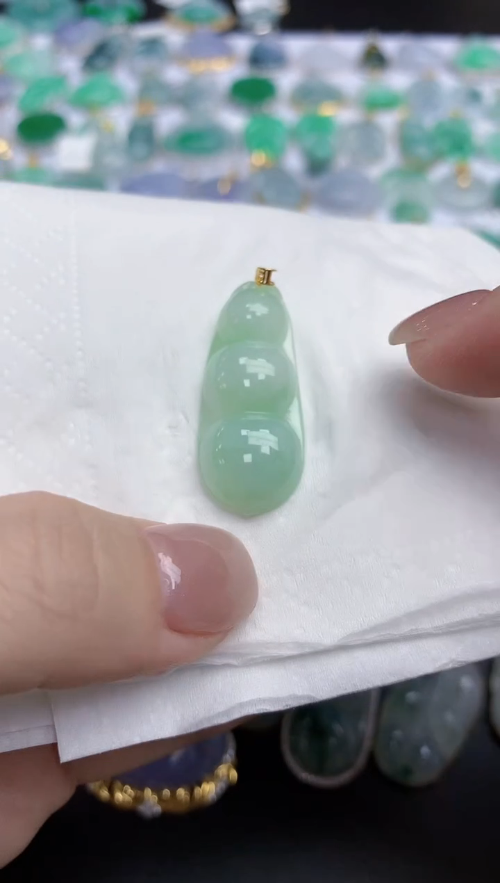 【闪购商品】翡翠颈饰18K金镶嵌天然缅甸翡翠A货