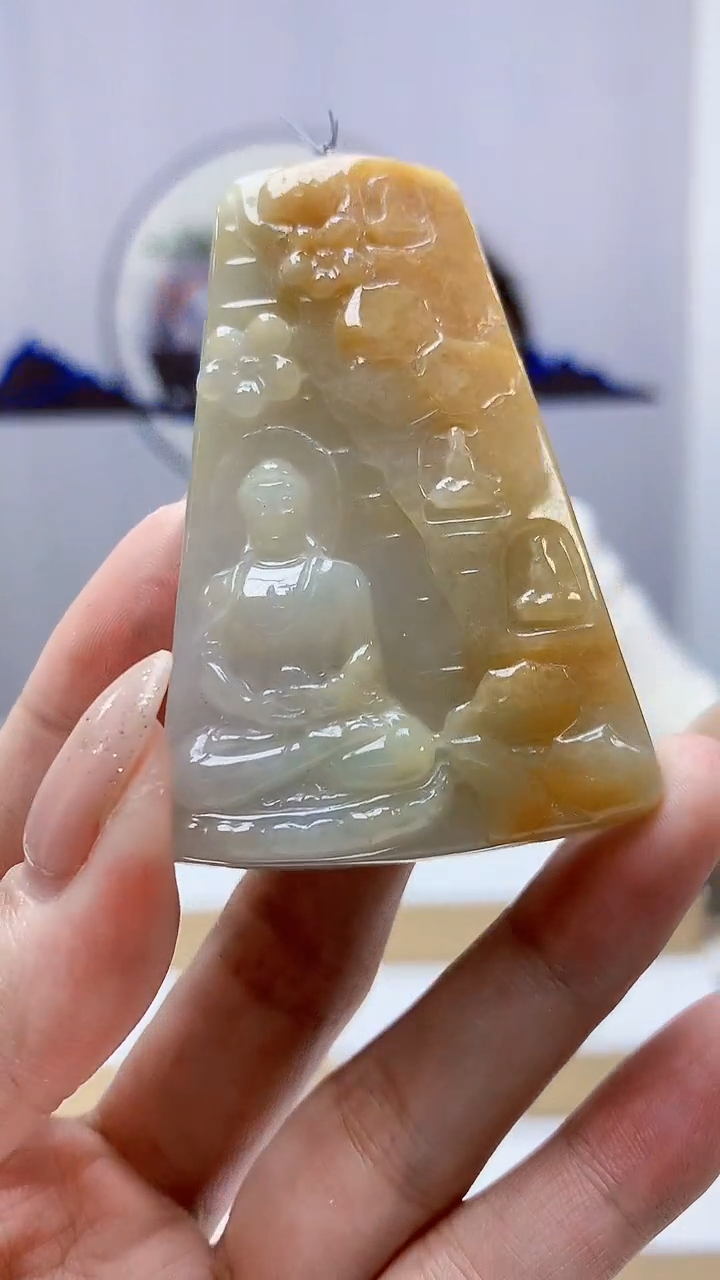 未镶嵌定制翡翠5160MM-毛货挂件92