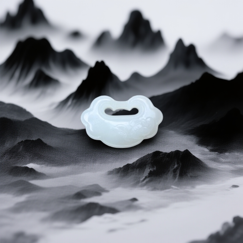 【和田玉·俄料·平安如意祥云锁】13克（长2宽3.5厚1cm)基地鉴真·顺丰