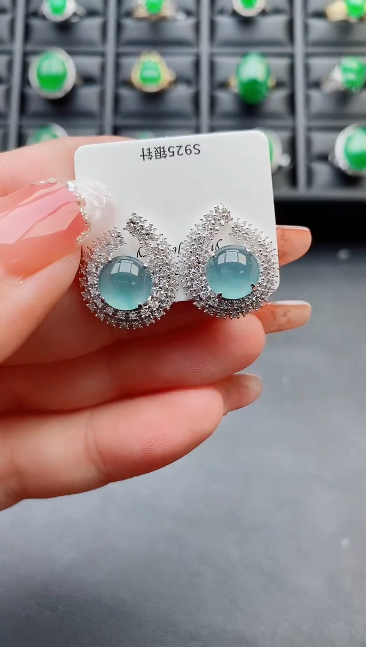 【闪购商品】翡翠耳饰银S925镶嵌058080