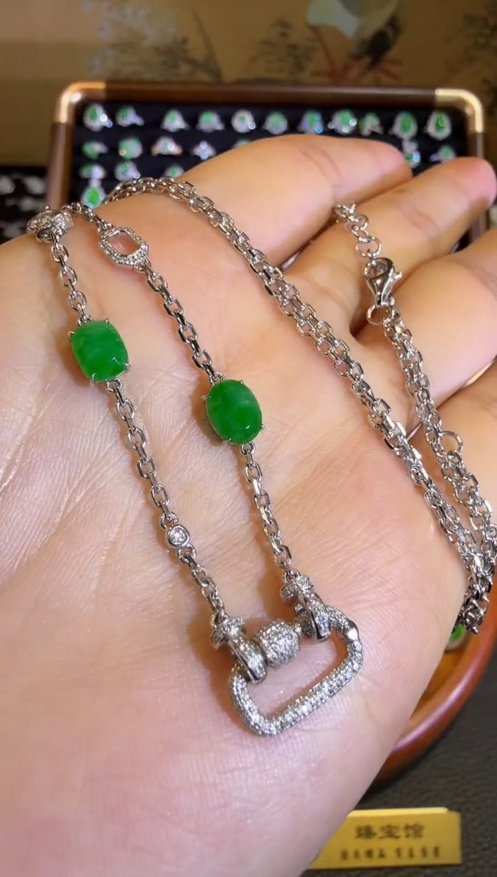 【闪购商品】翡翠颈饰18K金镶嵌精工重金版回形针万能链