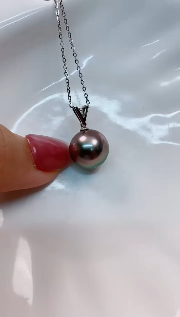 【闪购商品】海水珍珠吊坠(赠链)18K金镶嵌12-13大溪地黑珍珠吊坠