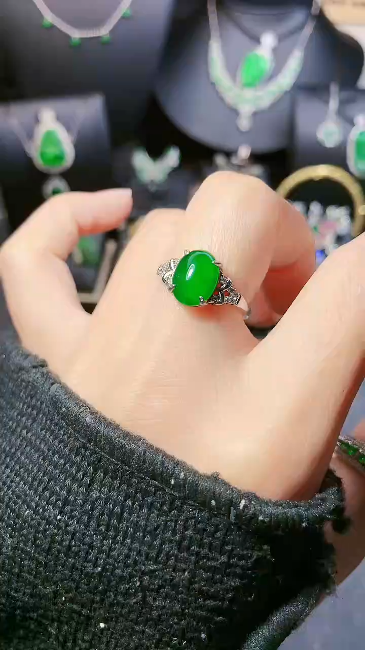 【闪购商品】翡翠戒指银S925镶嵌戒指