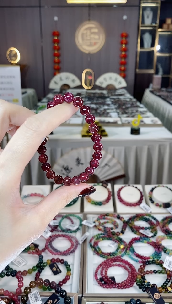 未镶嵌老矿碧玺单圈手串7mm+碧玺律*dan一物一证