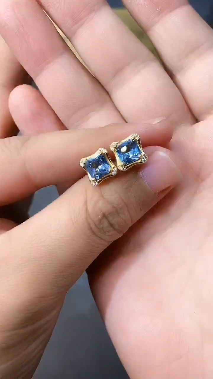 【闪购商品】海蓝宝石耳饰银S925镶嵌354