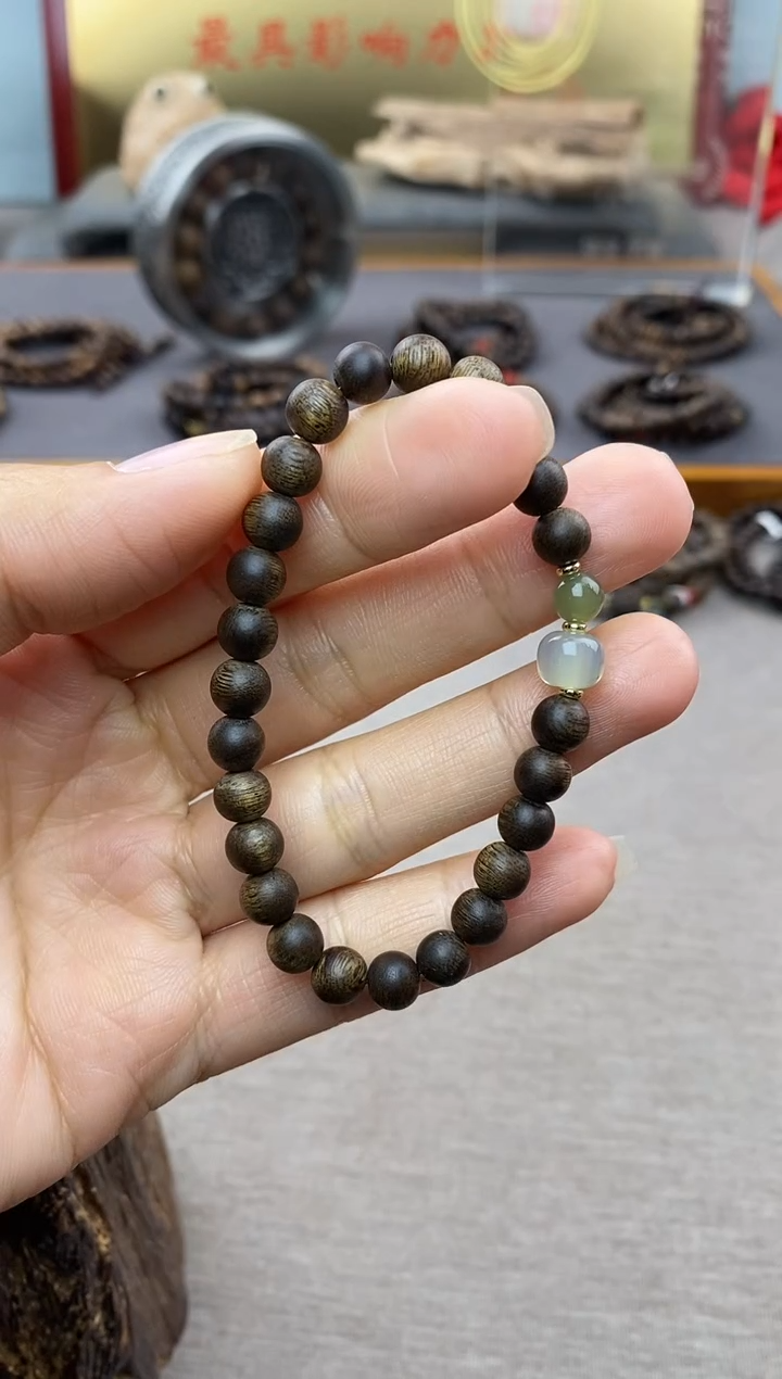 【闪购商品】沉香手串芽庄白棋老料沉水06单圈设计