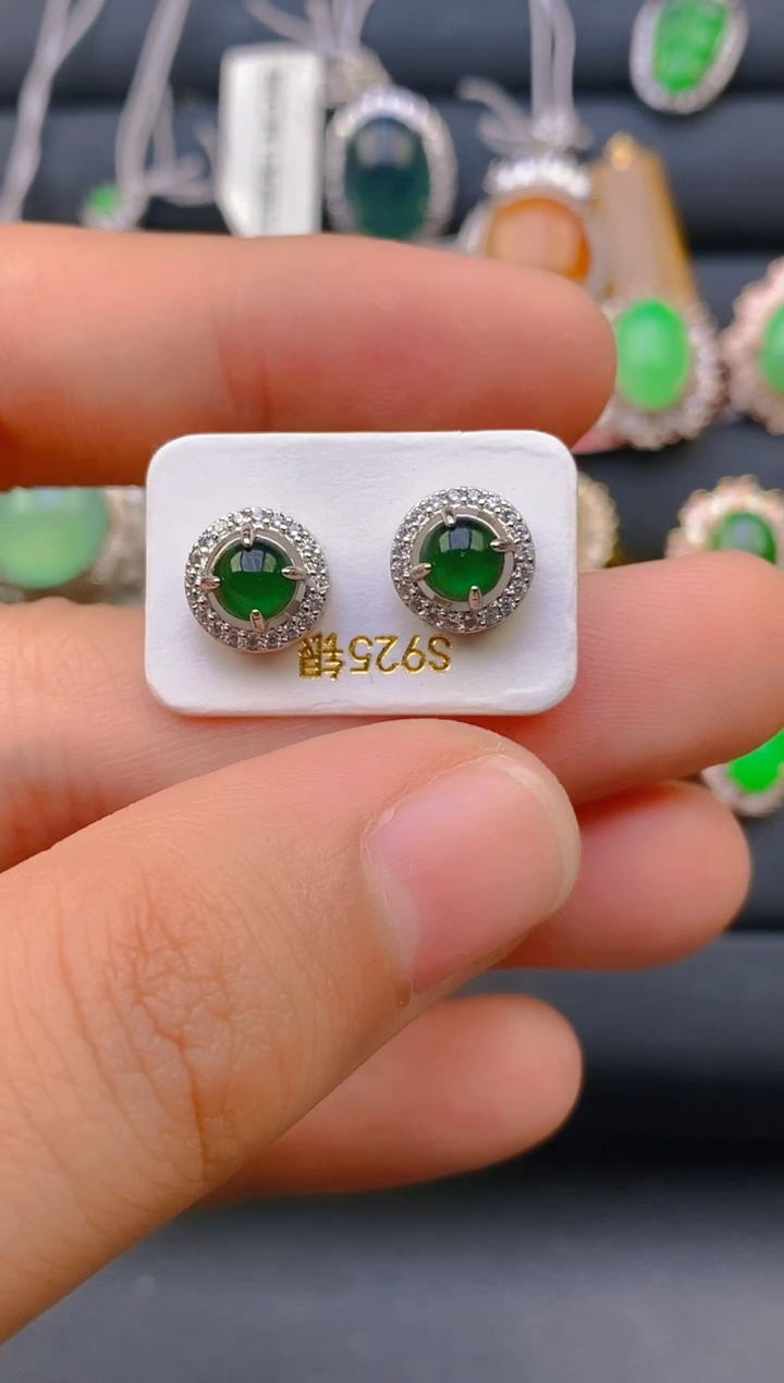 【闪购商品】翡翠戒指银S925镶嵌天然A货翡翠1