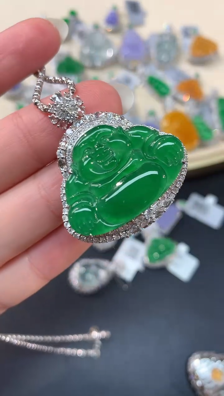 【闪购商品】翡翠吊坠(不含链)18K金镶嵌A308|49800