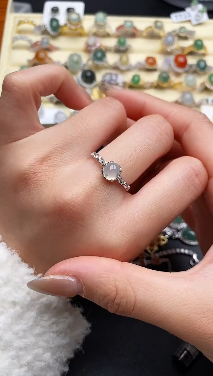 【闪购商品】翡翠戒指银S925镶嵌55555555+10