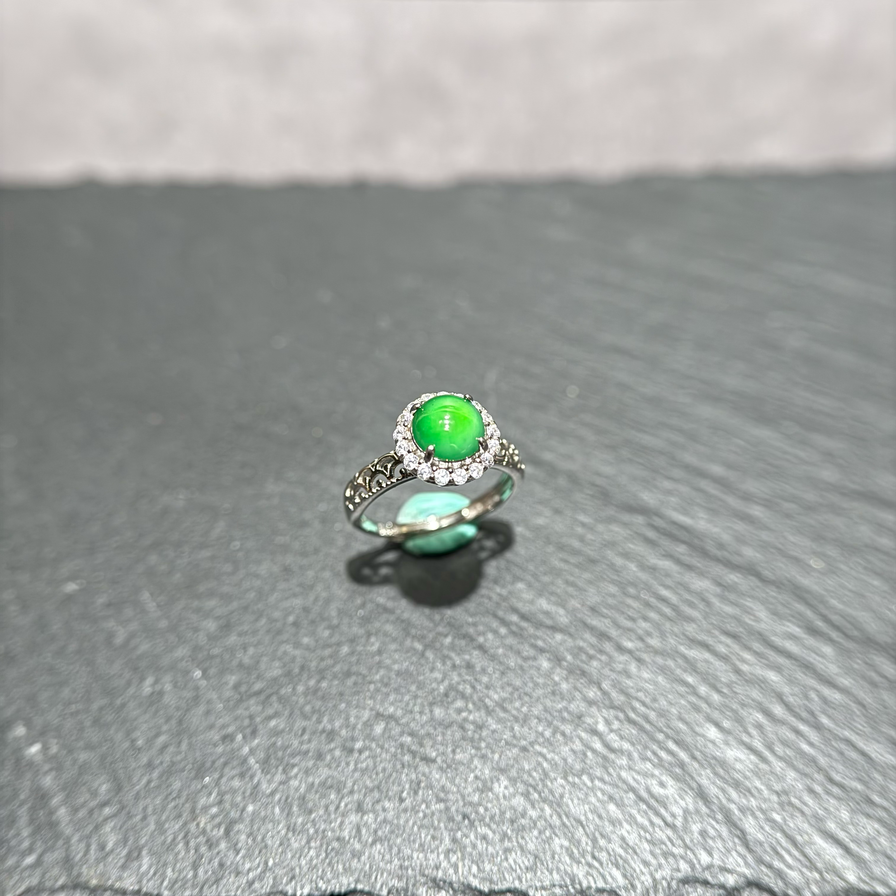 危地马拉A货翡翠S925钻戒