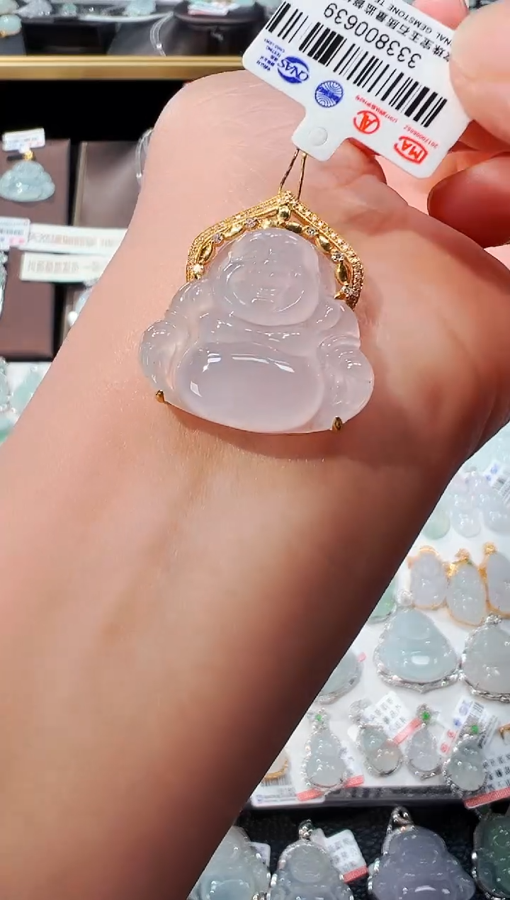 【闪购商品】翡翠吊坠(不含链)18K金镶嵌佛公吊坠639