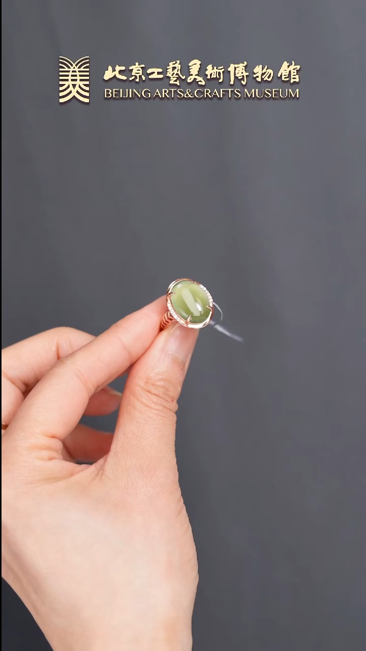和田玉戒指银S925镶嵌B0524GMD418碧玉猫眼戒指