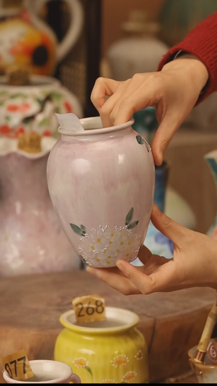 陶瓷景德镇设计师手作花器摆件侘寂风@M172@