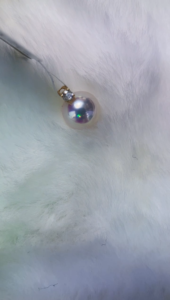 18K金镶嵌海水珍珠akoya王妃款吊坠7-8mm（赠链）