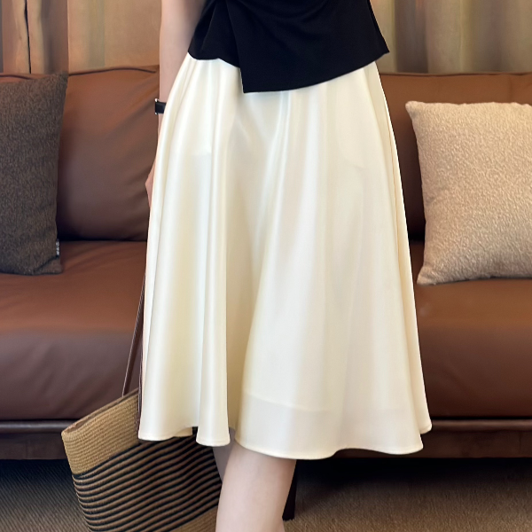 MOLANOOTD“倾城”25新款半身裙赫本伞裙设计师白色法式ML-B2505161