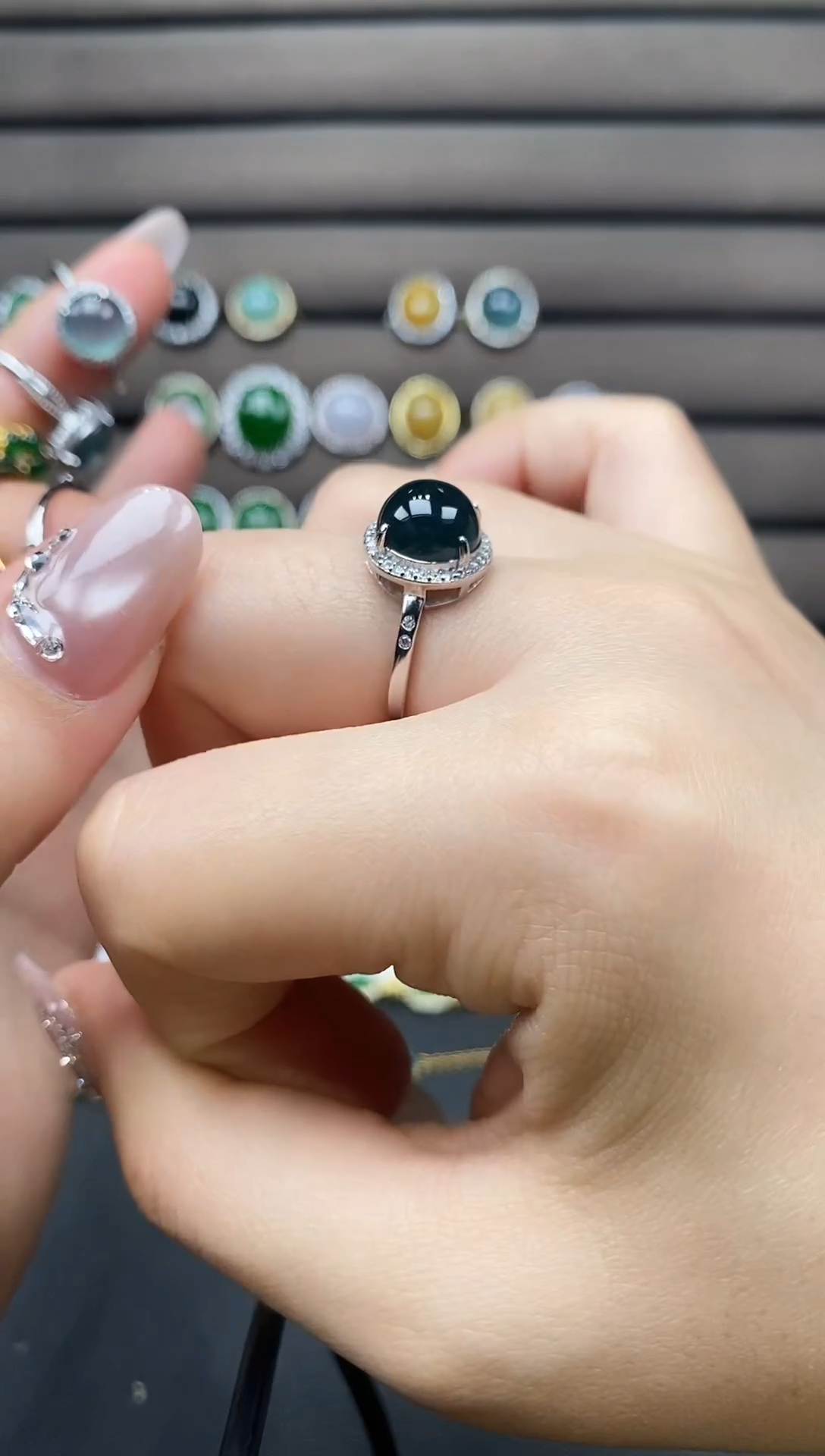 银S925镶嵌戒指翡翠111