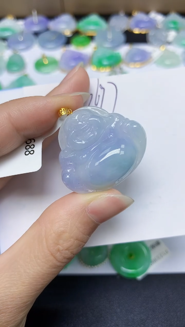 翡翠18K金镶嵌颈饰 天然缅甸翡翠A货
