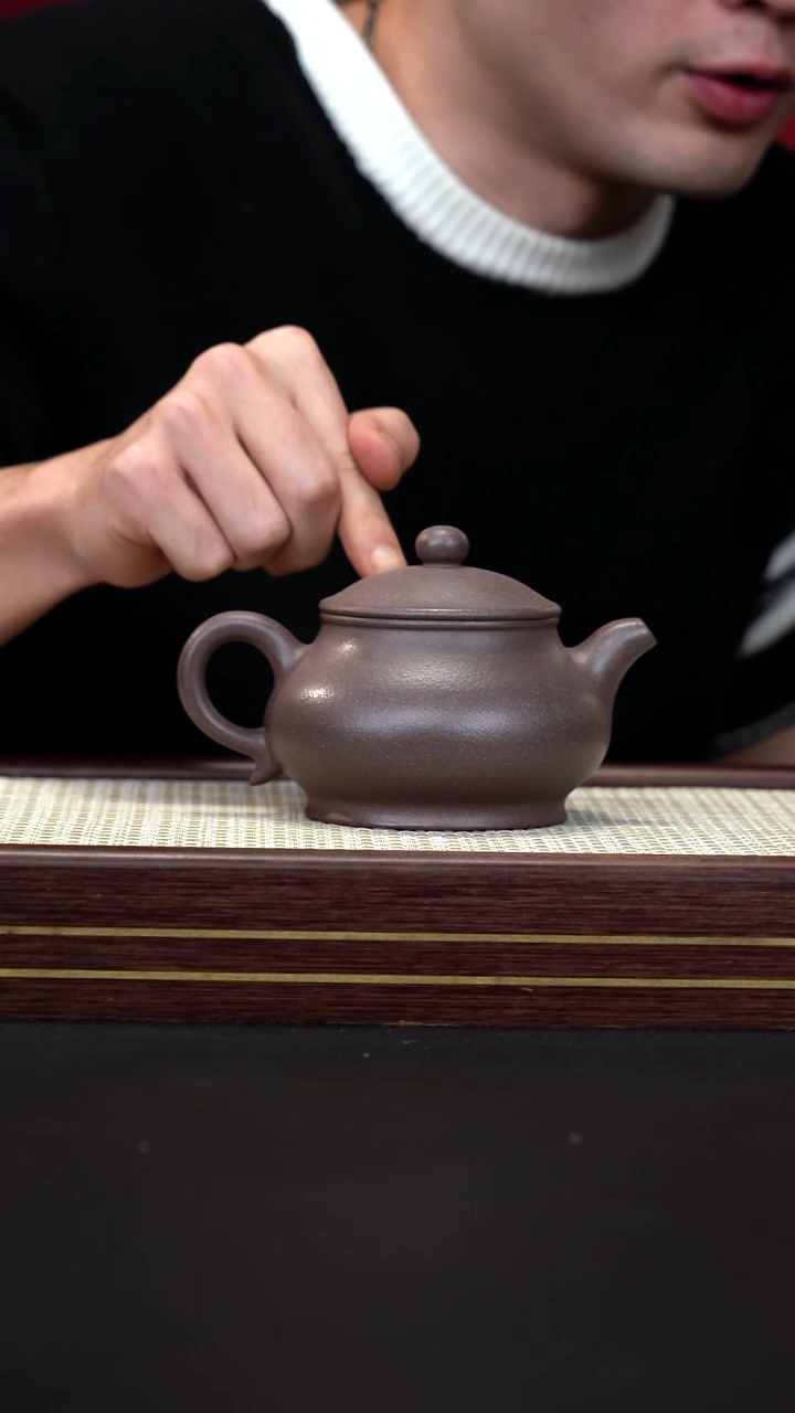 茶壶紫砂JF粗砂桃花泥 潘壶