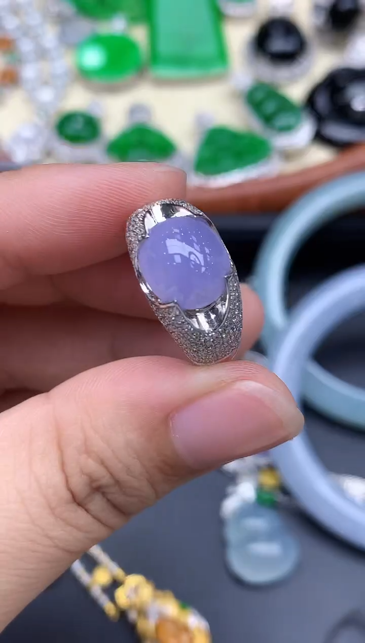 18K金镶嵌戒指翡翠607-中国好珍宝