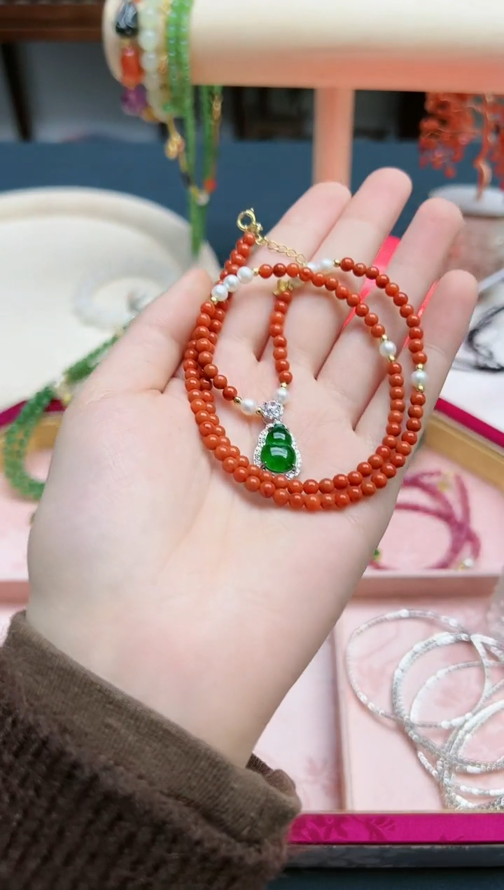 【闪购商品】翡翠颈饰银S925镶嵌翡翠葫芦吊坠*1 XQ