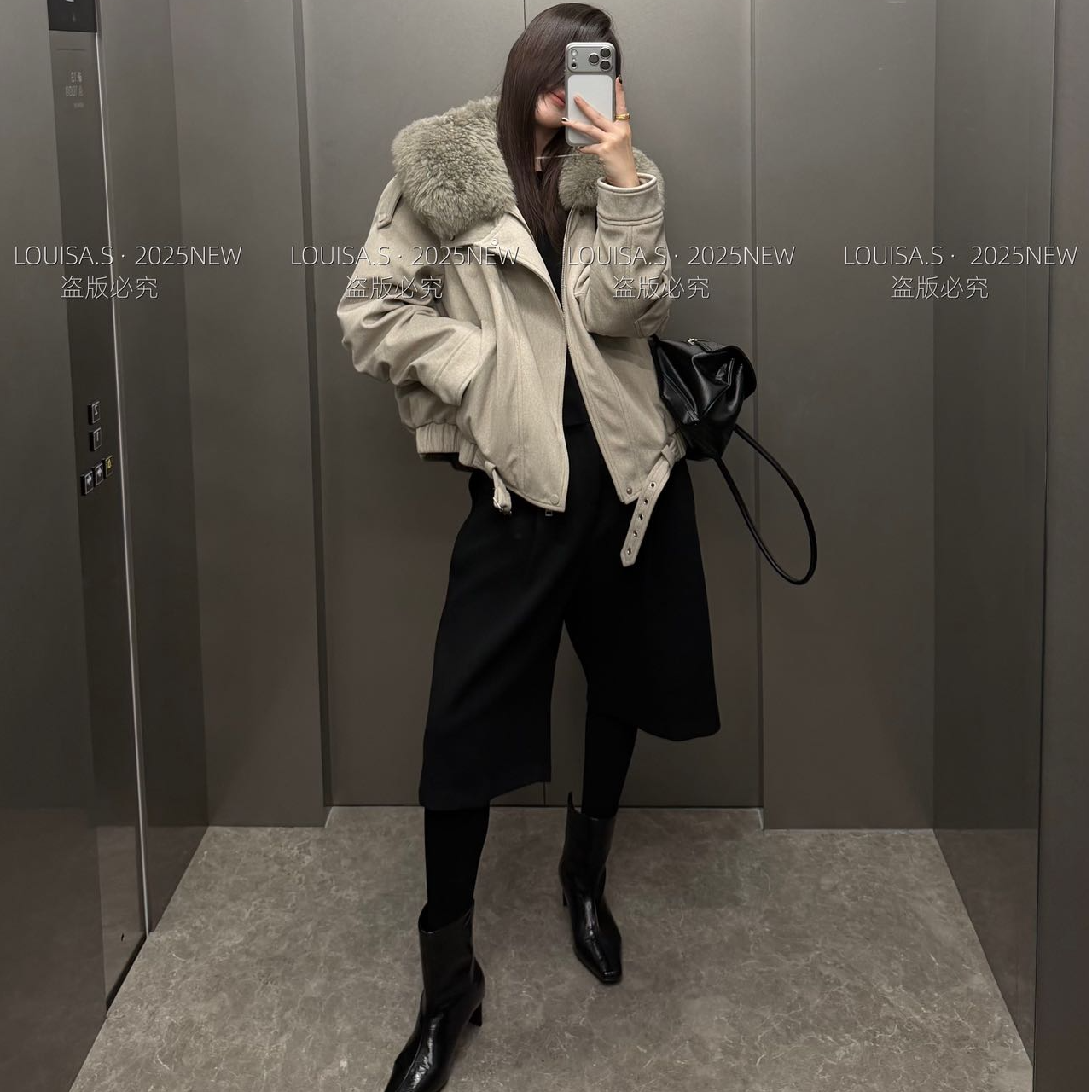 鑫燃KIKI 新国标90白鸭绒羊毛毛领羽绒服 28239 OBT 【B】