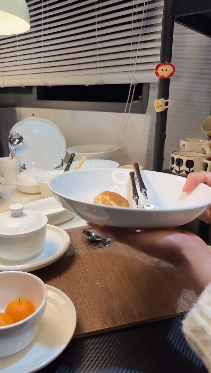 瓷10英寸大美深盆不带勺叉