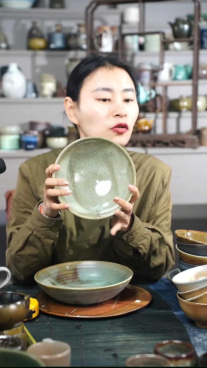 浪鬼家釉绘柴烧妙*盘