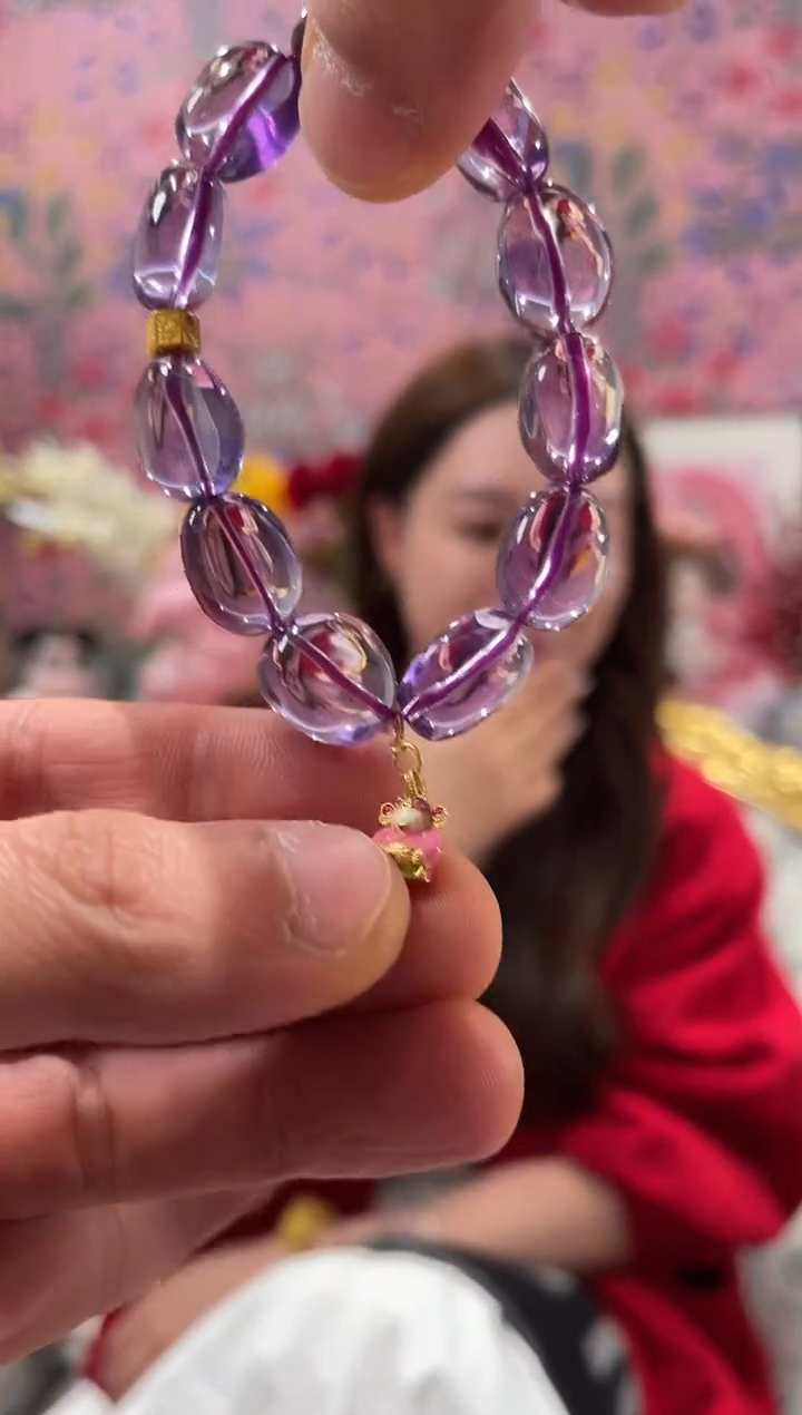 【闪购商品】紫晶手串18K金镶嵌紫水晶手串