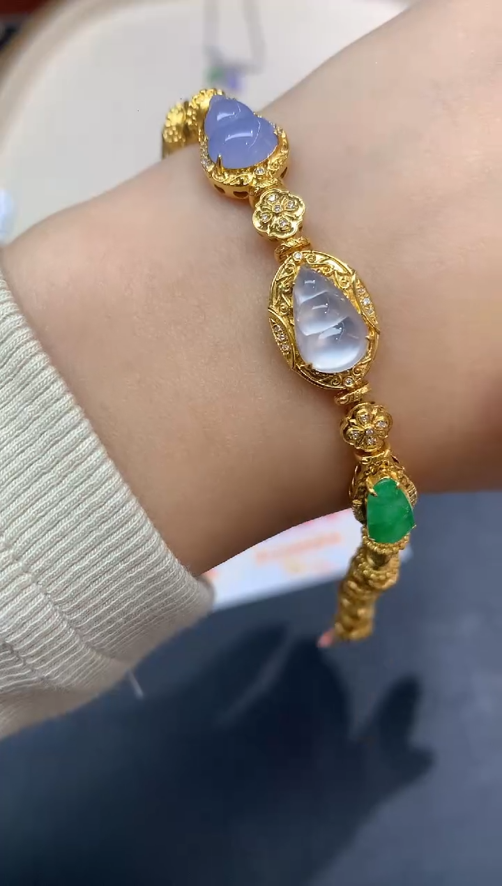 18K金镶嵌手链翡翠手链A546|19800