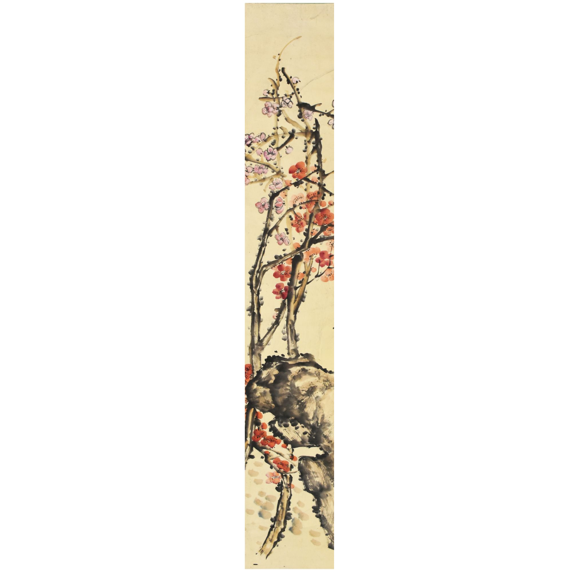 HM0887 红梅 134×34cm 纸本立轴 4.1平尺