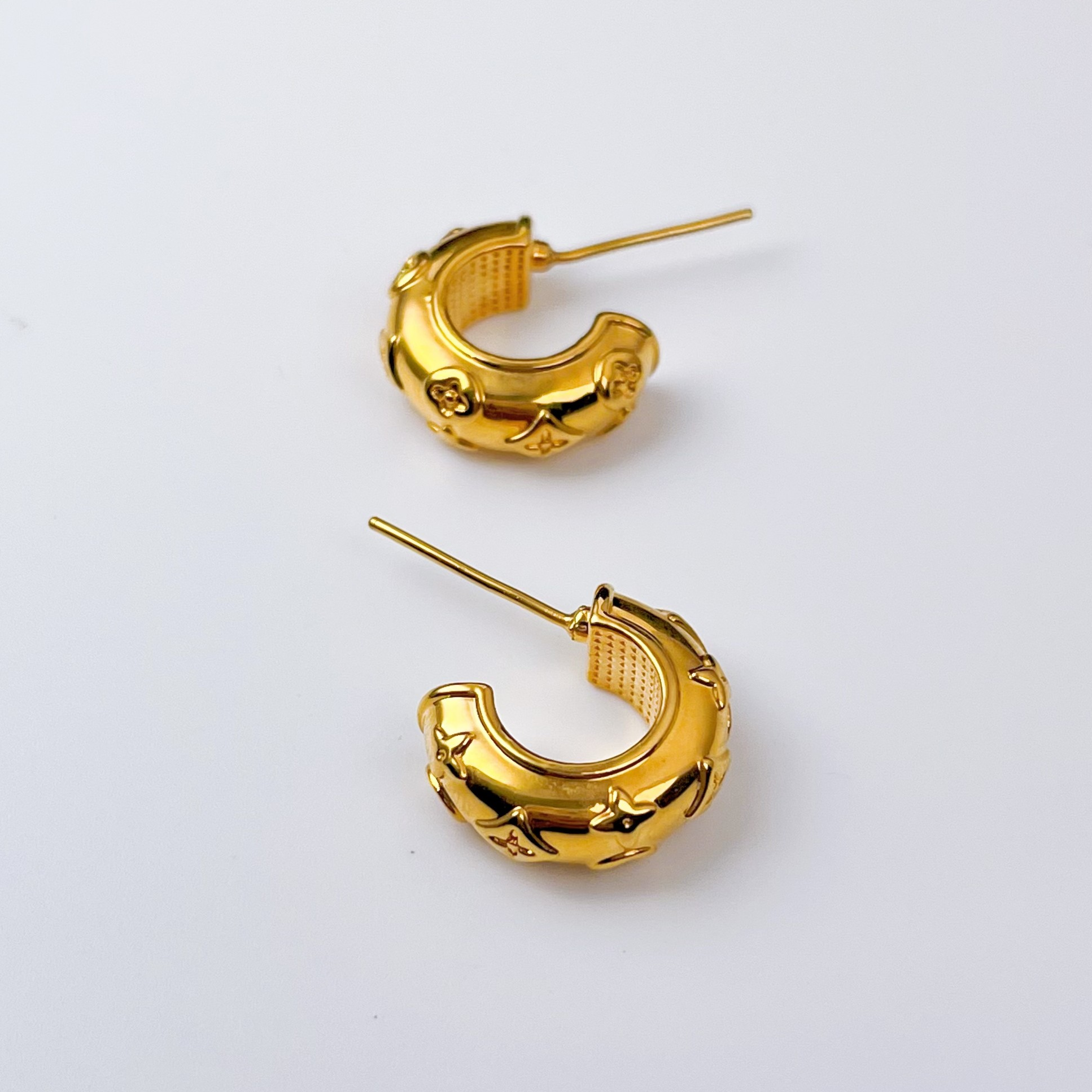 【老花耳针】足金999黄金5D无氰彩色老花潮流时尚耳针